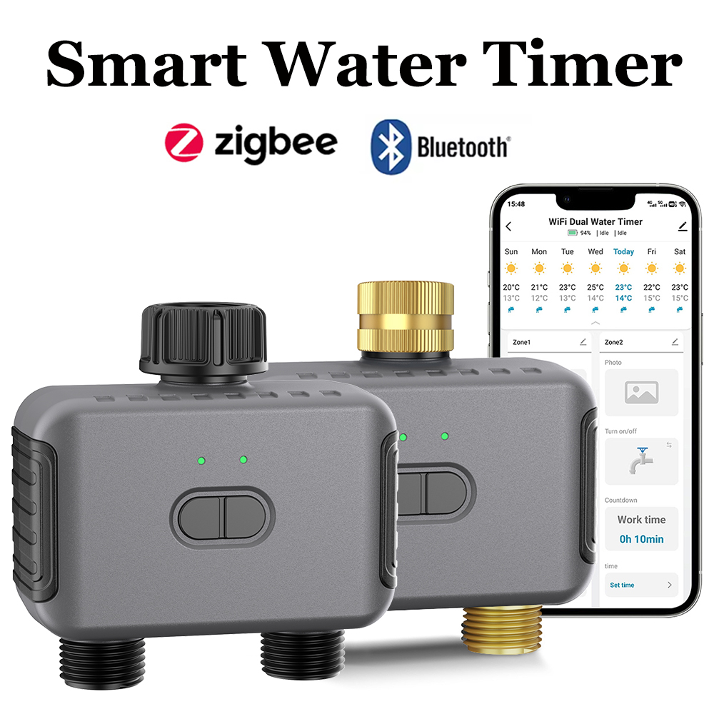 Smart Garden Watering System - Tuyaสมาร์ทจับเวลาน้ําZigbee/BTอัตโนมัติชลประทานController 2 Outlet Sprinklerรดน้ําระบบสนับสนุนAlexa Google
