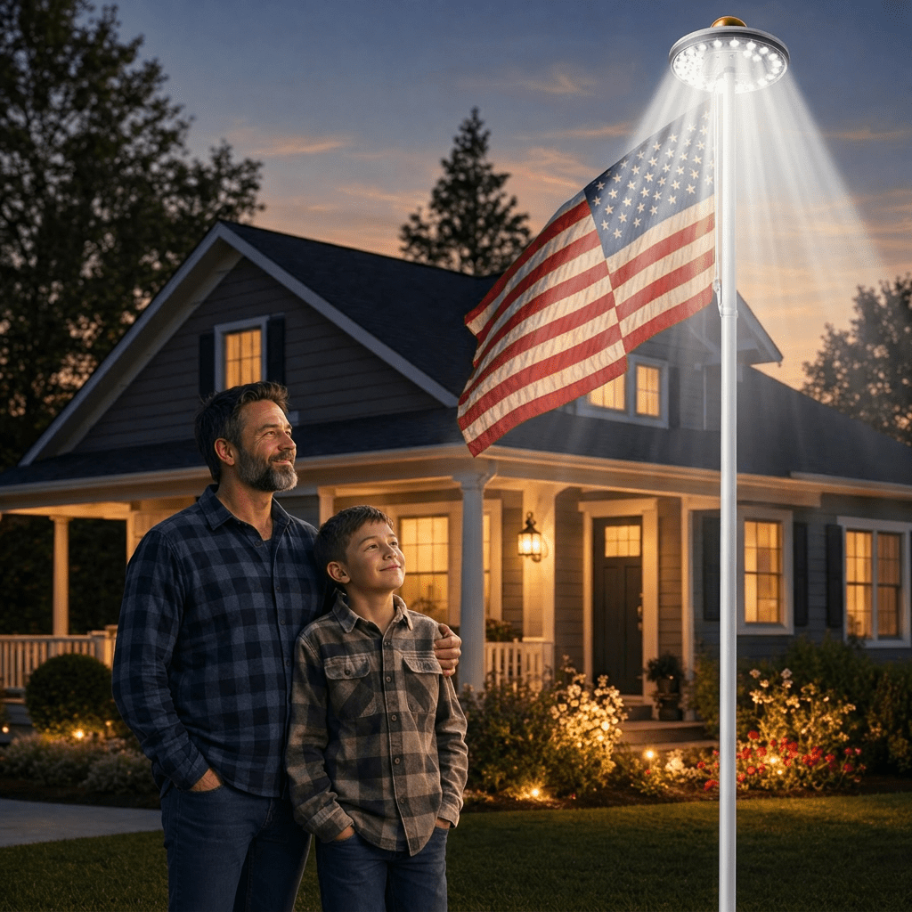 Smart Garden Umbrella - ไฟเสาธง LED พลังงานแสงอาทิตย์ IP65 กันน้ำ เปิด-ปิดอัตโนมัติ