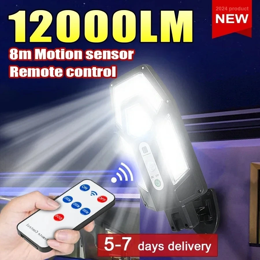 Smart Garden Solar Lights - โคมไฟติดผนังพลังงานแสงอาทิตย์ทรงพลัง 12000 ลูเมน พร้อมรีโมท ไฟส่องสว่างกลางแจ้งกันน้ำระดับ IP65