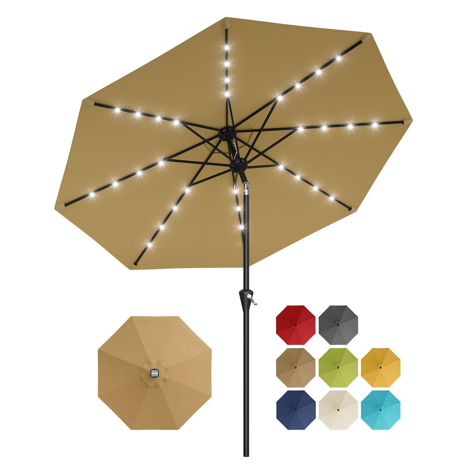 Smart Garden Umbrella - ร่มสนามพลังงานแสงอาทิตย์ขนาด 10 ฟุต พร้อมไฟ LED 32