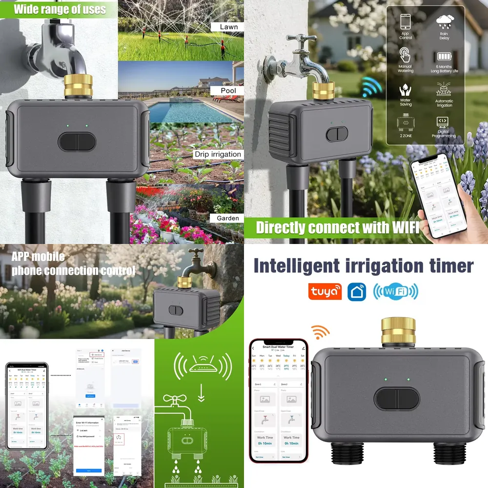 Smart Garden Watering System - WAP01 ตัวตั้งเวลาควบคุมการรดน้ำแบบ WiFi ควบคุมผ่านแอพ 2 หัวฉีดน้ำ