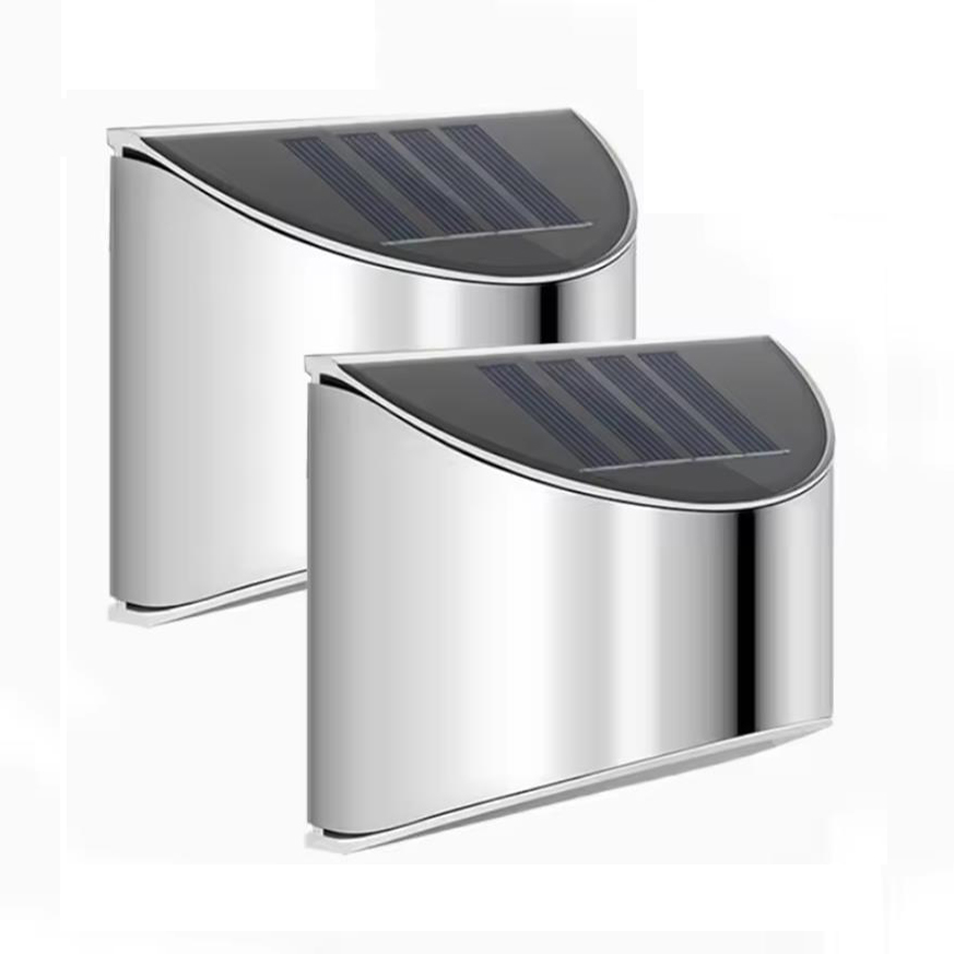 Smart Garden Solar Lights - ไฟสวนพลังงานแสงอาทิตย์ 2 ชิ้น โคมไฟติดผนังสแตนเลสสำหรับลานบ้าน กันน้ำ ใช้ภายนอกอาคาร