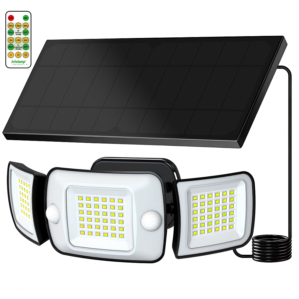 Smart Garden Solar Lights - ไฟโซลาร์เซลล์กลางแจ้ง Intelamp แบตเตอรี่ใช้งานได้นาน 6000mAh พร้อมแผงโซลาร์เซลล์ขนาดใหญ่ เซ็นเซอร์ตรวจจับความเคลื่อนไหวสองตัว