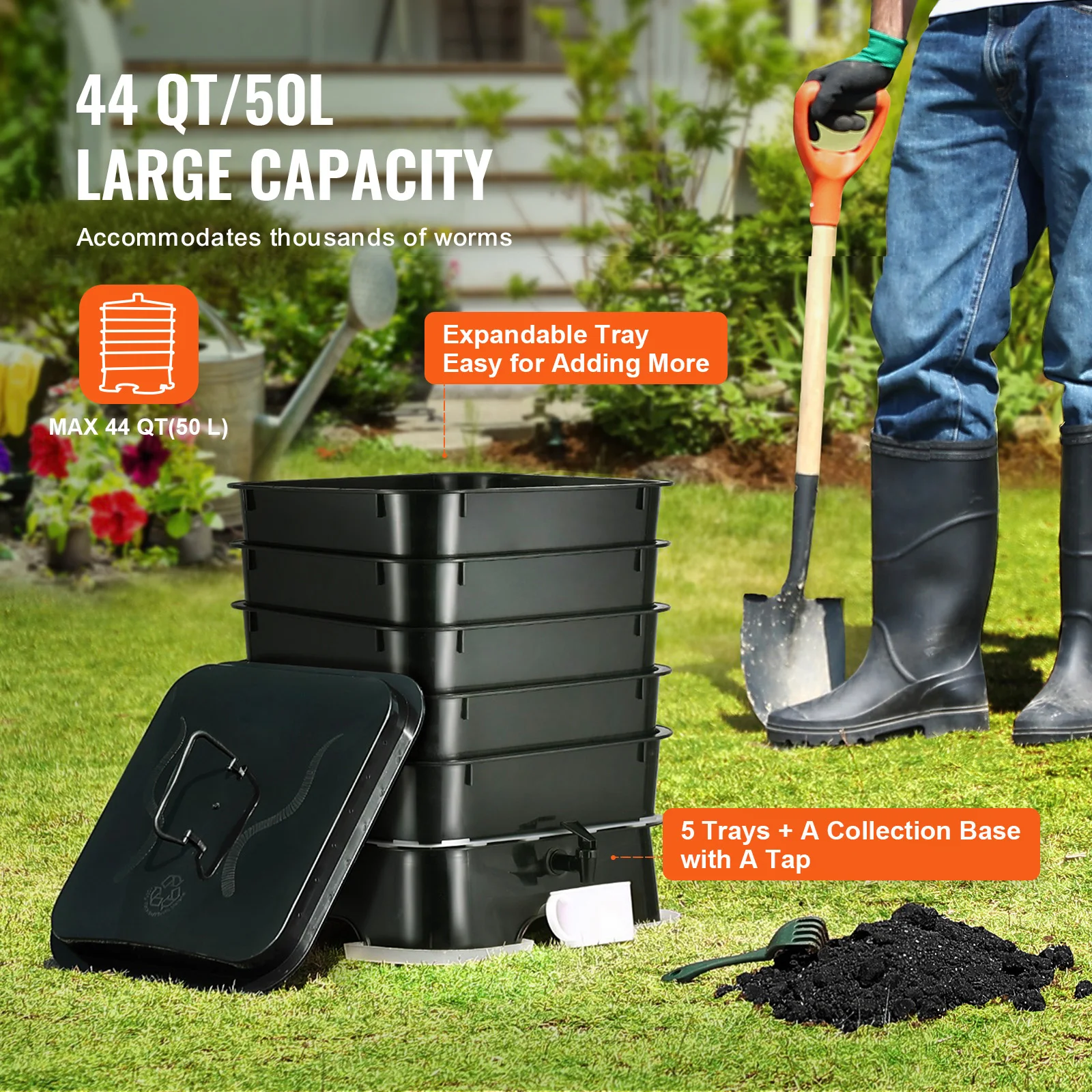 ชุดทำปุ๋ยหมักแบบหนอน 5 ชั้น สำ - Composting Kit Indoor บทวิจารณ์และราคา